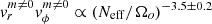 $ v^{m\neq0}_rv^{m\neq0}_{\phi}\propto ({N_{\mathrm{eff}}/\Omega_o})^{-3.5\pm0.2} $