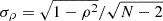 $ \sigma_\rho = \sqrt{1-\rho^2}/\sqrt{N-2} $