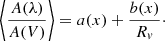 $$ \begin{aligned} \left\langle \frac{A(\lambda )}{A(V)}\right\rangle = a(x)+\frac{b(x)}{R_{v}}\cdot \end{aligned} $$