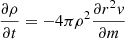 $$ \begin{aligned} \dfrac{\partial \rho }{\partial t}&=-4\pi \rho ^2 \dfrac{\partial r^2v}{\partial m}\end{aligned} $$