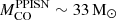 $ M_{\mathrm{CO}}^{\mathrm{PPISN}}\sim 33\,\mathrm{M}_{\odot} $