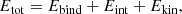 $$ \begin{aligned} E_{\rm tot}=E_{\rm bind}+E_{\rm int}+E_{\rm kin}, \end{aligned} $$