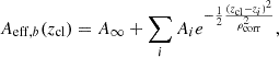 $$ \begin{aligned} A_{\mathrm{eff},b}(z_{\rm cl}) = A_{\infty } + \sum _i A_i e^{ -\frac{1}{2} \frac{(z_{\rm cl}-z_i)^2}{\rho ^2_{\rm corr} }}, \end{aligned} $$