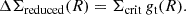 $$ \begin{aligned} \Delta \Sigma _{\mathrm{reduced}}(R)=\Sigma _{\mathrm{crit}}\,g_{\rm t}(R) . \end{aligned} $$