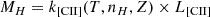 $$ \begin{aligned} M_H = k_{\mathrm{[CII]}}(T, n_H, Z) \times L_{\mathrm{[CII]}} \end{aligned} $$