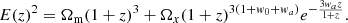 $$ \begin{aligned} E(z)^2 = \Omega _{\rm m} (1 + z)^3 + \Omega _x (1 + z)^{3(1+{ w}_0+{ w}_a)} e^{-\frac{3{ w}_a z}{1+z}}. \end{aligned} $$