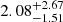 $ 2.08^{+2.67}_{-1.51} $