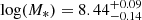 $ \log(M_*) = 8.44_{-0.14}^{+0.09} $