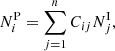 $$ \begin{aligned} N^\mathrm{P}_i=\sum _{j=1}^{n}C_{ij}N^\mathrm{I}_j, \end{aligned} $$