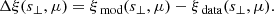 $$ \begin{aligned} \Delta \xi (s_{\perp },\mu ) = \xi _{\text{ mod}}(s_{\perp },\mu )-\xi _{\text{ data}}(s_{\perp },\mu ). \nonumber \end{aligned} $$