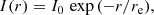 $$ \begin{aligned} I (r) = I_0\,\exp {(-r/r_{\rm e})}, \end{aligned} $$