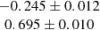 $ \begin{array}{c}-0.245 \pm 0.012 \\ 0.695 \pm 0.010\end{array} $