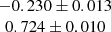 $ \begin{array}{c}-0.230 \pm 0.013\\ 0.724 \pm 0.010\end{array} $