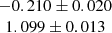 $ \begin{array}{c} -0.210 \pm 0.020 \\ 1.099 \pm 0.013\end{array} $