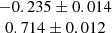 $ \begin{array}{c} -0.235 \pm 0.014 \\ 0.714 \pm 0.012\end{array} $