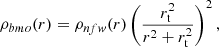 $$ \begin{aligned} \rho _{bmo } (r) = \rho _{nfw } (r) \left( \frac{r_{\rm t}^2}{r^2 + r_{\rm t}^2} \right)^2 , \end{aligned} $$