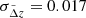 $ \sigma_{\tilde{\Delta} z} = 0.017 $