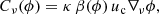 $$ \begin{aligned} C_{\nu }(\phi ) = \kappa \, \beta (\phi )\,{u} _{\rm c}\nabla _{\nu }\phi , \end{aligned} $$