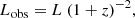 $$ \begin{aligned} L_{\mathrm{obs} }=L\ (1+z)^{-2}, \end{aligned} $$