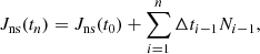 $$ \begin{aligned} J_\mathrm{ns} (t_n) = J_\mathrm{ns} (t_0) + \sum _{i=1}^n \Delta t_{i-1} N_{i-1}, \end{aligned} $$