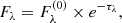 $$ \begin{aligned} F_\lambda = F_\lambda ^{(0)} \times e^{-\tau _\lambda } ,\end{aligned} $$