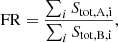 $$ \begin{aligned} \mathrm{FR}&= \dfrac{\sum _i S_\mathrm{tot,A,i} }{\sum _i S_\mathrm{tot,B,i} },\end{aligned} $$
