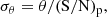 $$ \begin{aligned}&\sigma _\theta = \theta /(\mathrm{S/N} )_\mathrm{p} ,\end{aligned} $$