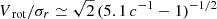 $ {V_{\text{ rot}}}/{\sigma_r}\simeq \sqrt{2}\,(5.1\,c^{-1}-1)^{-1/2} $