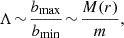 $$ \begin{aligned} \Lambda \!\sim \!\frac{b_{\rm max}}{b_{\rm min}} \!\sim \!\frac{M(r)}{m}, \end{aligned} $$
