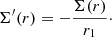 $$ \begin{aligned} \Sigma ^{\prime }(r) = -\frac{\Sigma (r)}{r_1}\cdot \end{aligned} $$