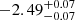 $ -2.49^{+0.07}_{-0.07} $