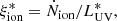 $$ \begin{aligned} \xi _{\rm {ion}}^{*}= \dot{N}_{\mathrm{ion} } / L^{*}_{\mathrm{UV} }, \end{aligned} $$