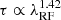 $ \tau \propto \lambda_{\mathrm{RF}}^{1.42} $