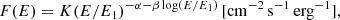 $$ \begin{aligned} F(E) = K(E/E_1)^{-\alpha -\beta \log (E/E_1)}\,[\mathrm {cm}^{-2}\,\mathrm {s}^{-1}\,\mathrm {erg}^{-1}], \end{aligned} $$