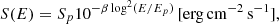 $$ \begin{aligned} S(E) = S_p10^{-\beta \log ^2(E/E_p)}\,[\mathrm {erg}\,\mathrm {cm}^{-2}\,\mathrm {s}^{-1}], \end{aligned} $$