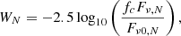 $$ \begin{aligned} W_N = -2.5\log _{10} \left( \frac{f_c F_{\nu ,N}}{F_{\nu 0,N}} \right), \end{aligned} $$
