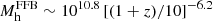 $ M_{\mathrm{h}}^{\mathrm{FFB}} \sim 10^{10.8} \, [(1+z)/10]^{-6.2} $
