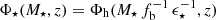 $ \Phi_{\star}(M_{\star}, z) = \Phi_{\mathrm{h}}(M_{\star}\, f_{\mathrm{b}}^{-1}\, \epsilon_{\star}^{-1},z) $