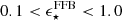 $ 0.1 < \epsilon_{\star}^{\mathrm{FFB}} < 1.0 $