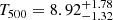 $ T_{500}=8.92^{+1.78}_{-1.32} $