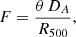 $$ \begin{aligned} F = \frac{ \theta \, D_{A} }{ R_{500} }, \end{aligned} $$
