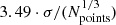 $ 3.49\cdot\sigma/(N_{\mathrm{points}}^{1/3}) $