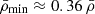 $ \bar{\rho}_{\mathrm{min}} \approx 0.36\,\bar{\rho} $