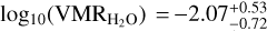 ${\log _{10}}\left( {{\rm{VM}}{{\rm{R}}_{{{\rm{H}}_2}{\rm{O}}}}} \right) = - 2.07_{ - 0.72}^{ + 0.53}$