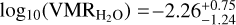 ${\log _{10}}\left( {{\rm{VM}}{{\rm{R}}_{{{\rm{H}}_2}{\rm{O}}}}} \right) = - 2.26_{ - 1.24}^{ + 0.75}$