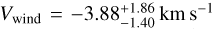 ${V_{{\rm{wind}}}} = - 3.88_{ - 1.40}^{ + 1.86}{\rm{km}}{{\rm{s}}^{ - 1}}$