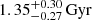 $ 1.35^{+0.30}_{-0.27}\,\mathrm{Gyr} $