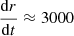 $ \frac{\mathrm{d}r}{\mathrm{d}t} \approx 3000 $