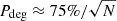 $ P_{\mathrm{deg}} \approx 75\%/\sqrt{N} $