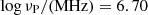 $ \log \nu_{\mathrm{P}}/(\rm MHz)=6.70 $